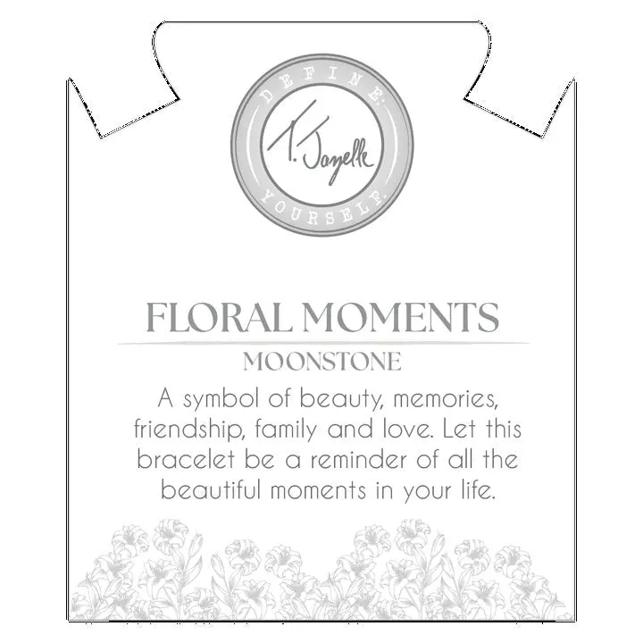 Floral Moments Bracelet- Moonstone and Lily Painted Porcelain Beads