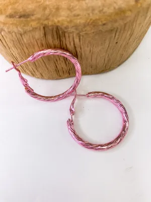 Fluted Metallic Hoop Hot Pink