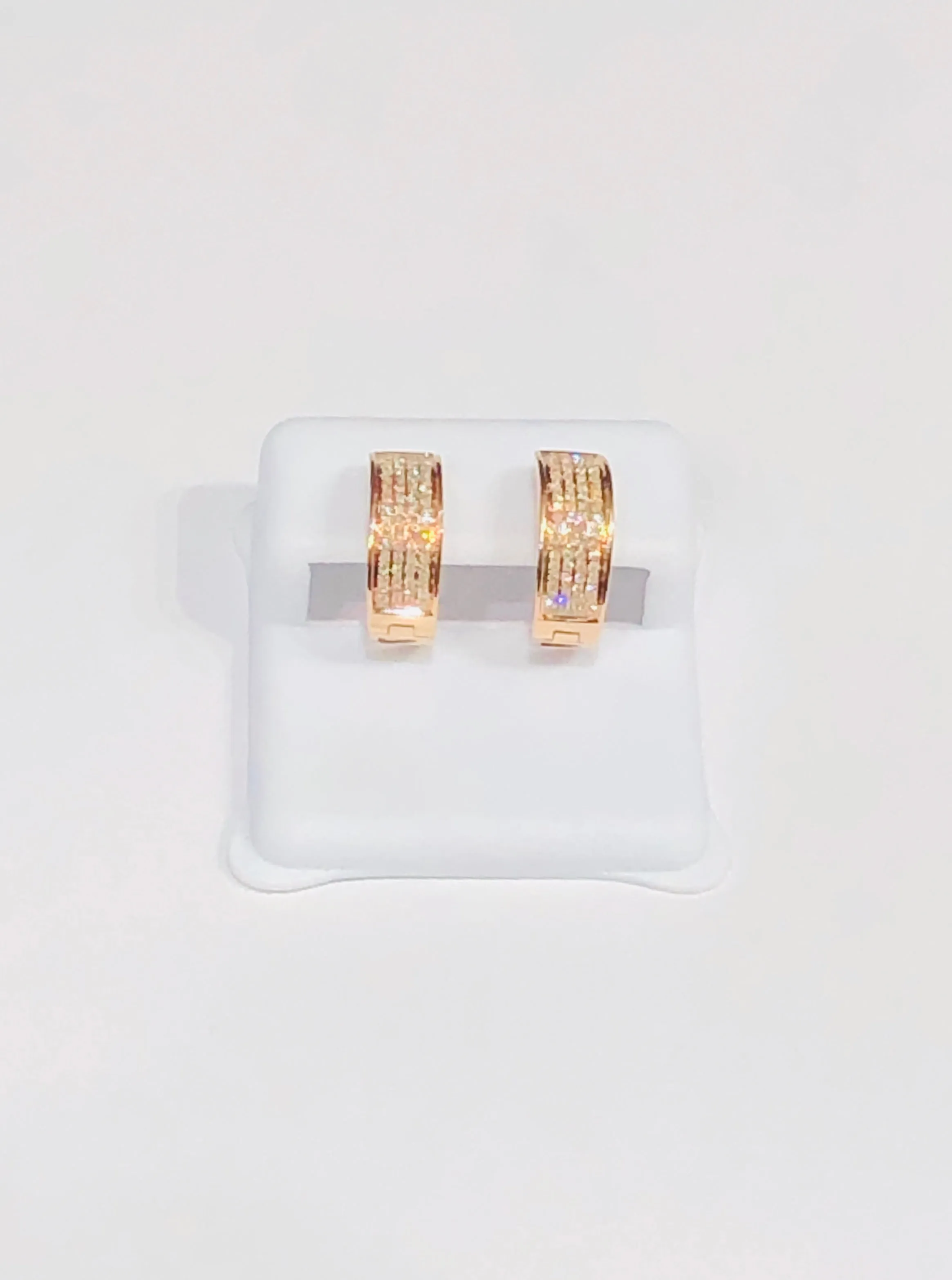 Four-Row Huggie Diamond Earrings (14K)