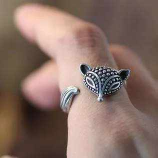 Foxy Lady Adjustable Fox Animal Wrap Ring