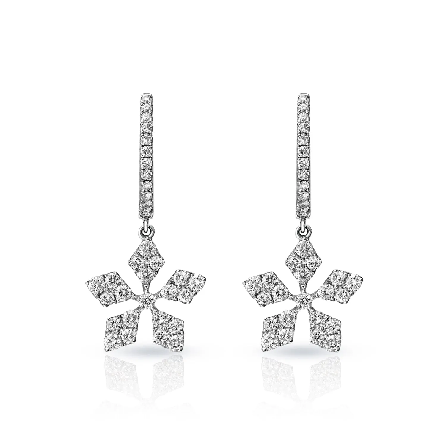 Gaile 1 Carat Round Cut Diamond Drop Earrings in 18k White Gold