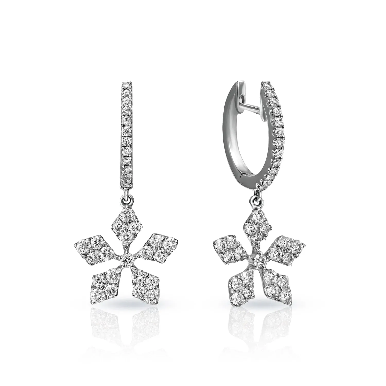 Gaile 1 Carat Round Cut Diamond Drop Earrings in 18k White Gold