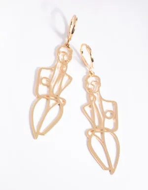 Gold Body Outline Drop Earrings