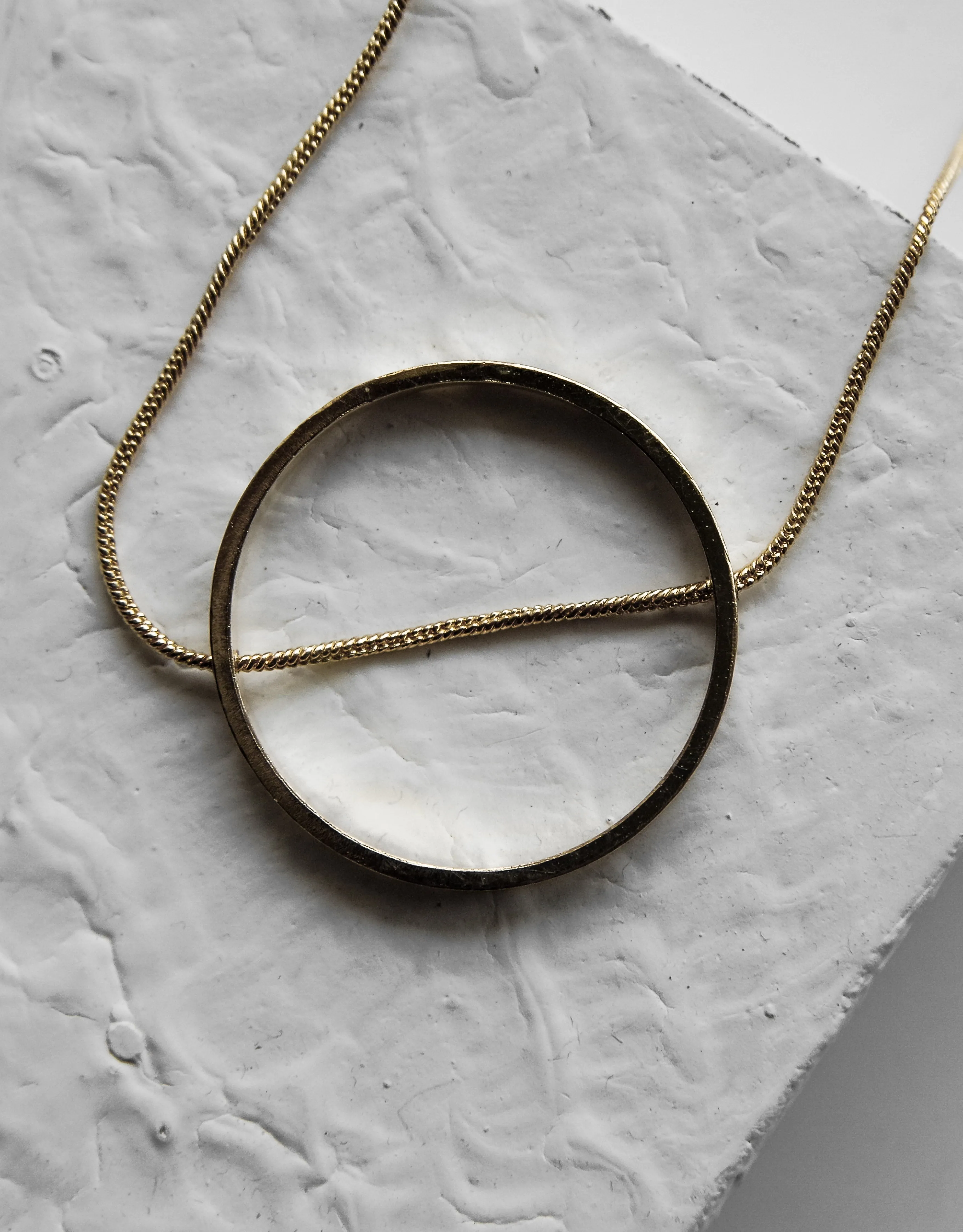 Gold Brass Necklaces-Slit A Circle Golden