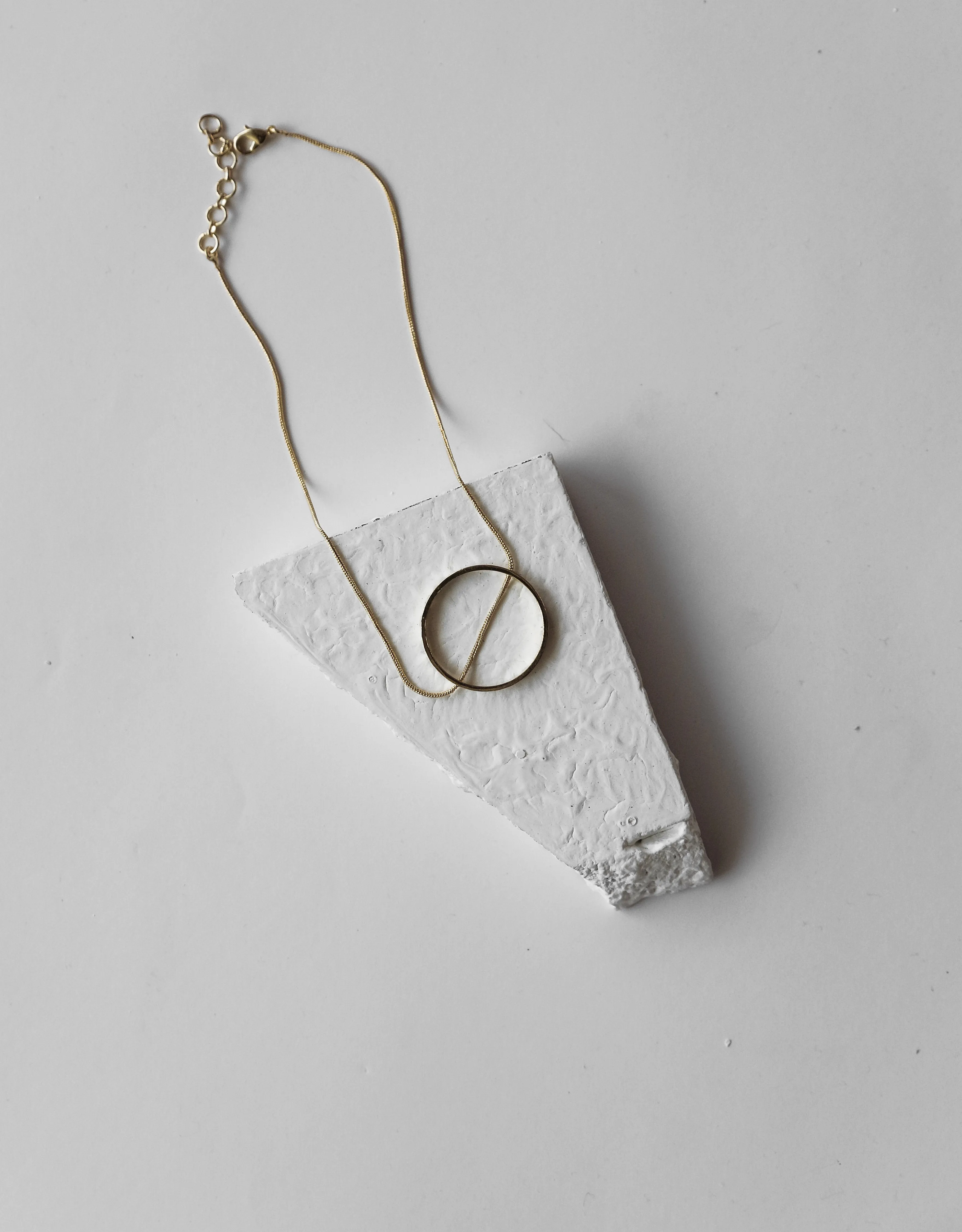 Gold Brass Necklaces-Slit A Circle Golden