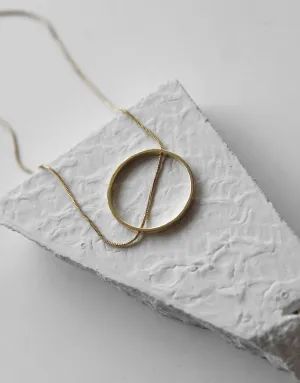 Gold Brass Necklaces-Slit A Circle Golden