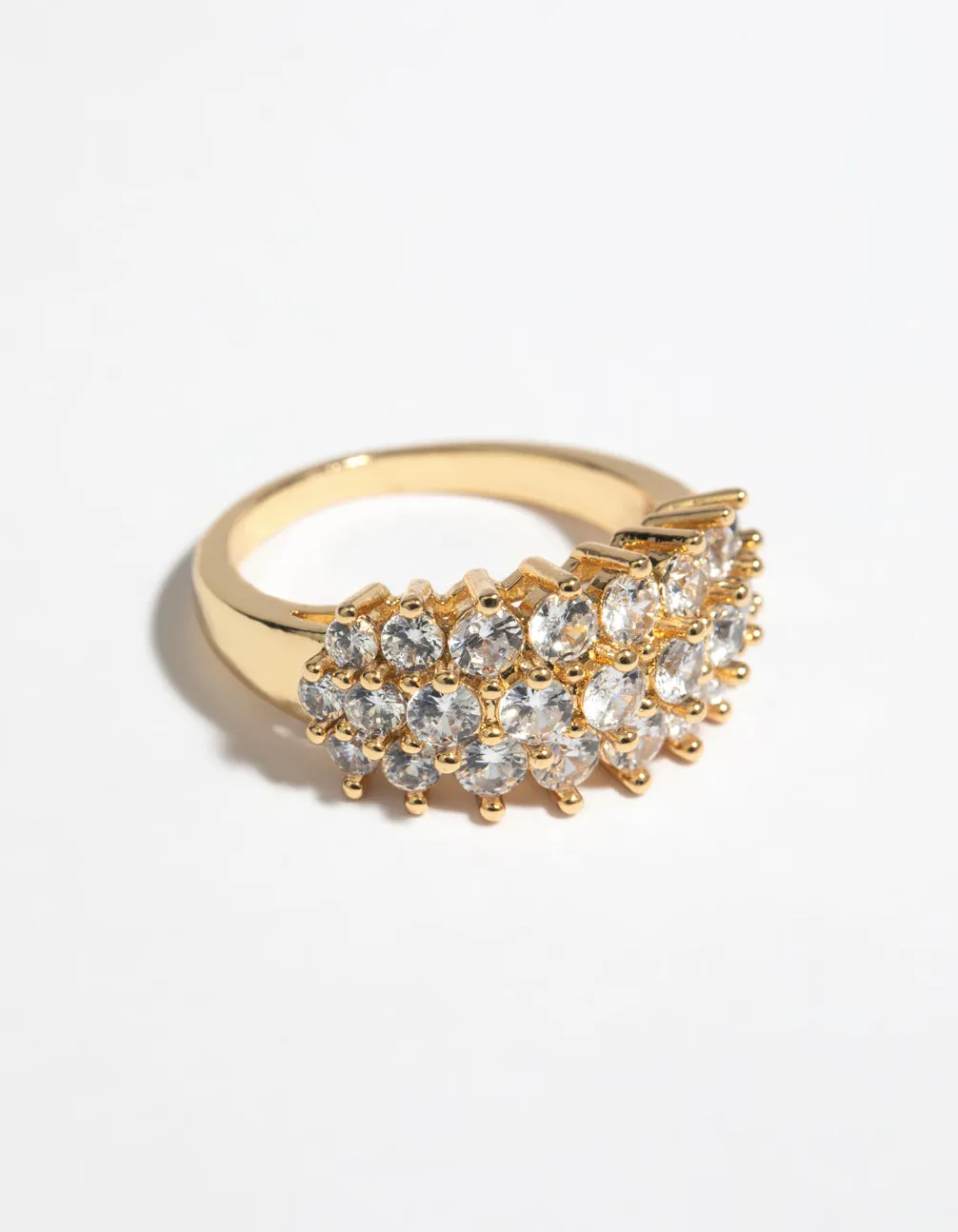 Gold Cubic Zirconia Cluster Ring