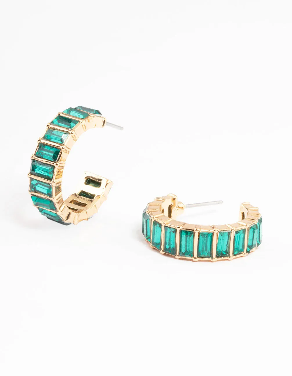 Gold Multi Baguette Huggie Earrings