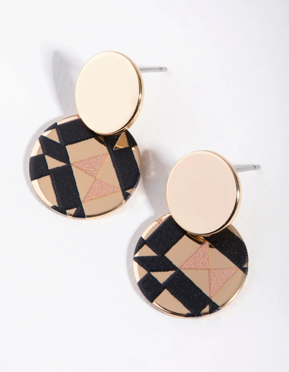 Gold Painted Shape Drop Earrings