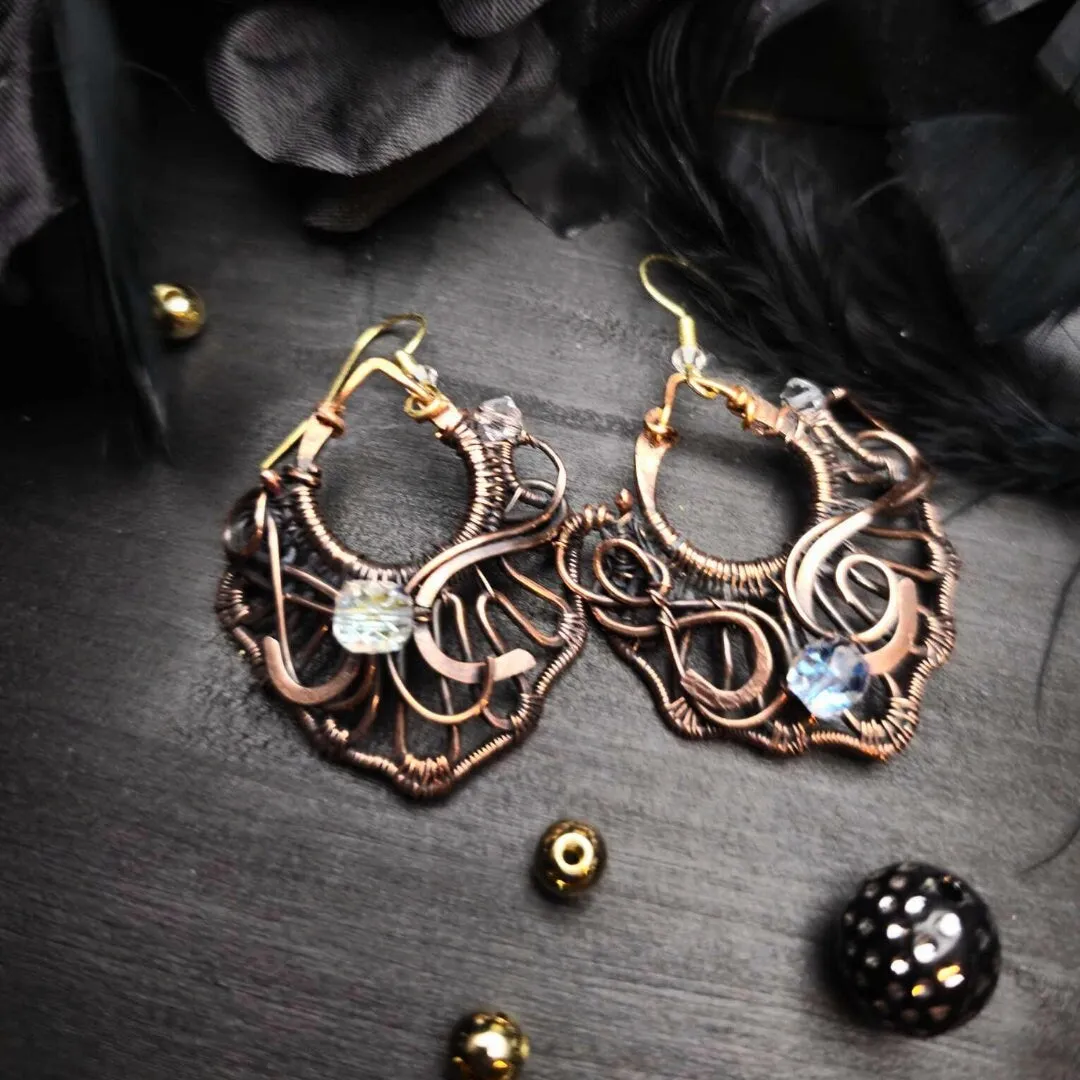 Handcrafted Copper Wire Weave Earrings – Artisan Boho Chic Design