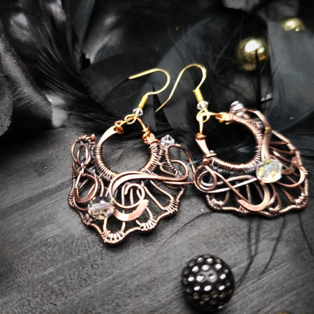 Handcrafted Copper Wire Weave Earrings – Artisan Boho Chic Design