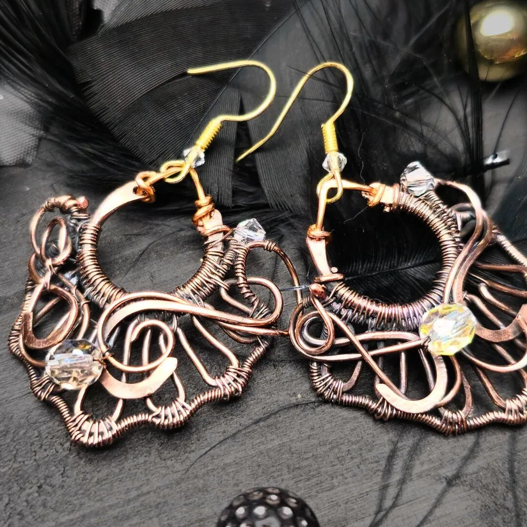 Handcrafted Copper Wire Weave Earrings – Artisan Boho Chic Design