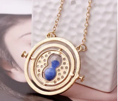 Hermione Granger Rotating Time Turner Necklace Gold Hourglass 1pc