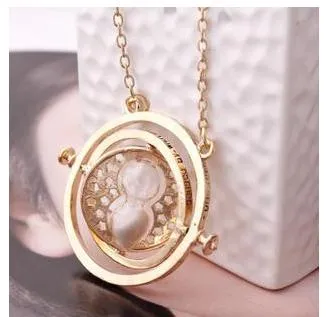 Hermione Granger Rotating Time Turner Necklace Gold Hourglass 1pc