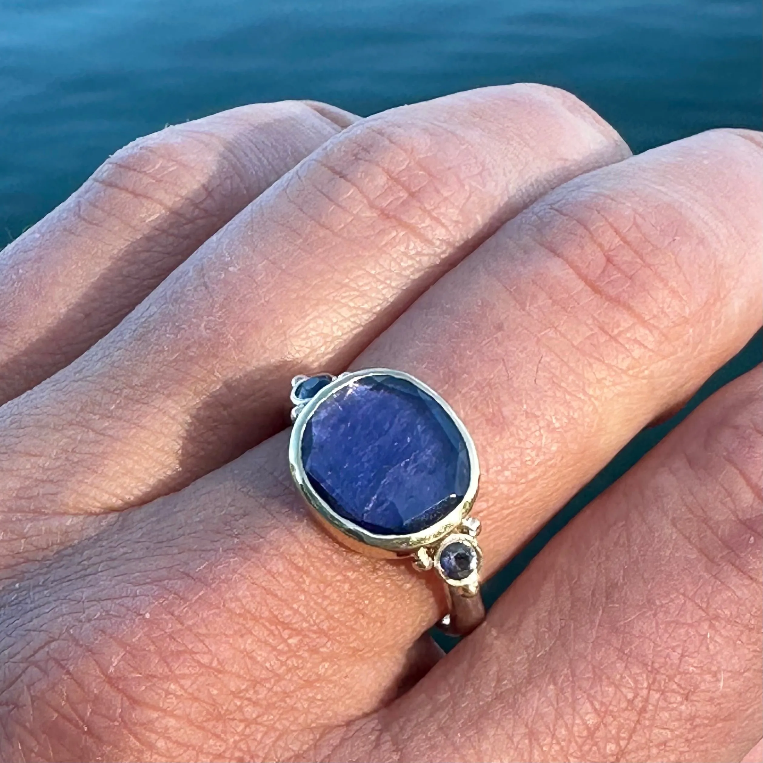 Iolite and Sapphire Ring