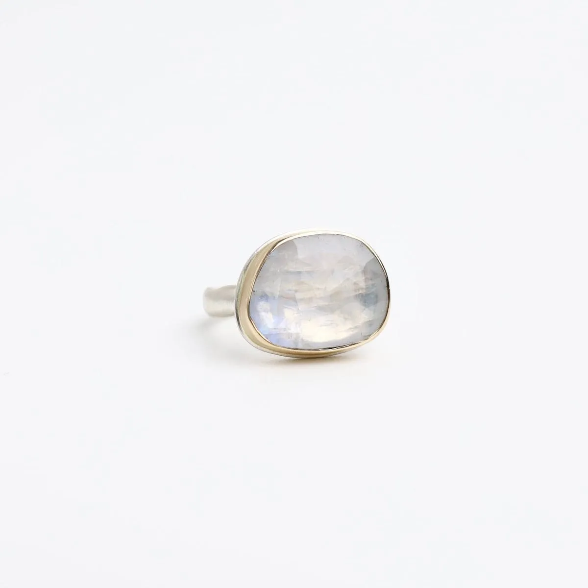 Jamie Joseph Asymmetrical Rose Cut White Rainbow Moonstone Ring