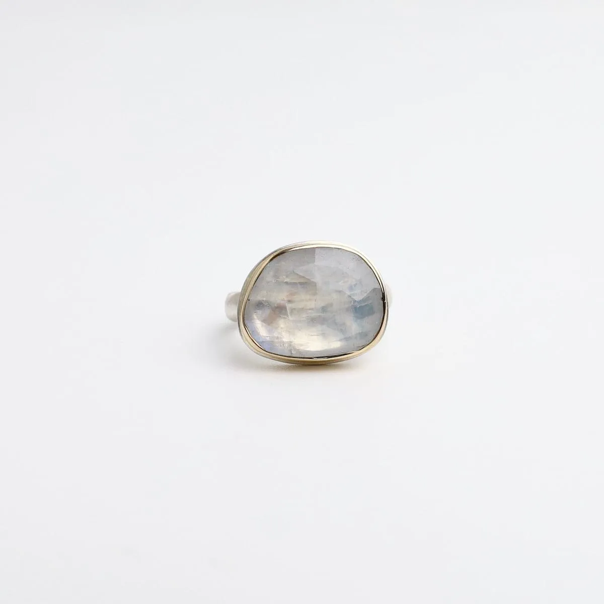 Jamie Joseph Asymmetrical Rose Cut White Rainbow Moonstone Ring