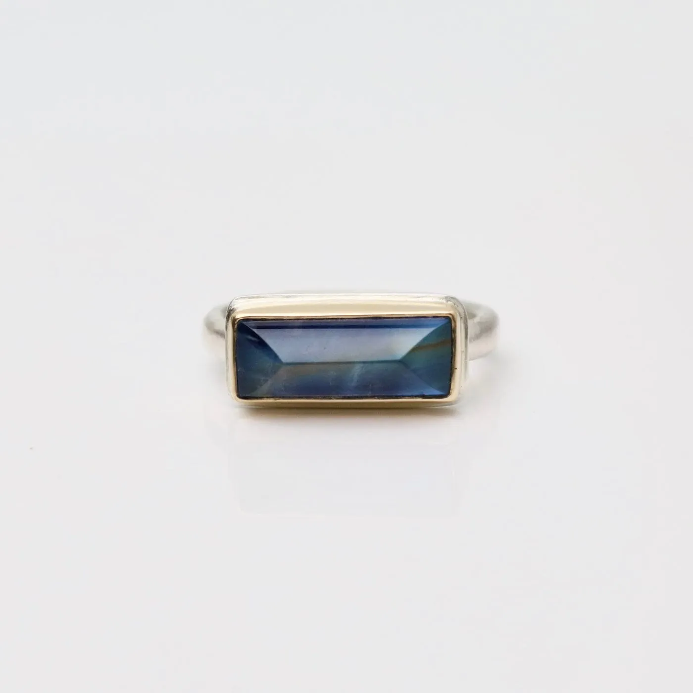 Jamie Joseph Extra Small Rectangular Inverted Blue Rainbow Moonstone Ring