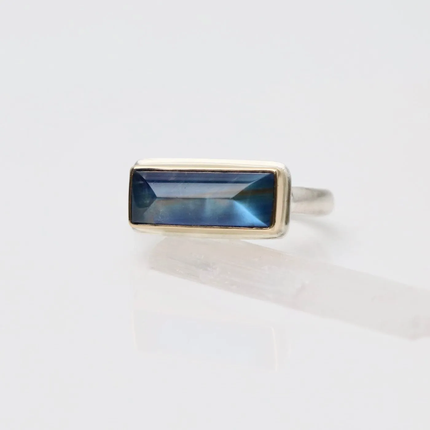 Jamie Joseph Extra Small Rectangular Inverted Blue Rainbow Moonstone Ring