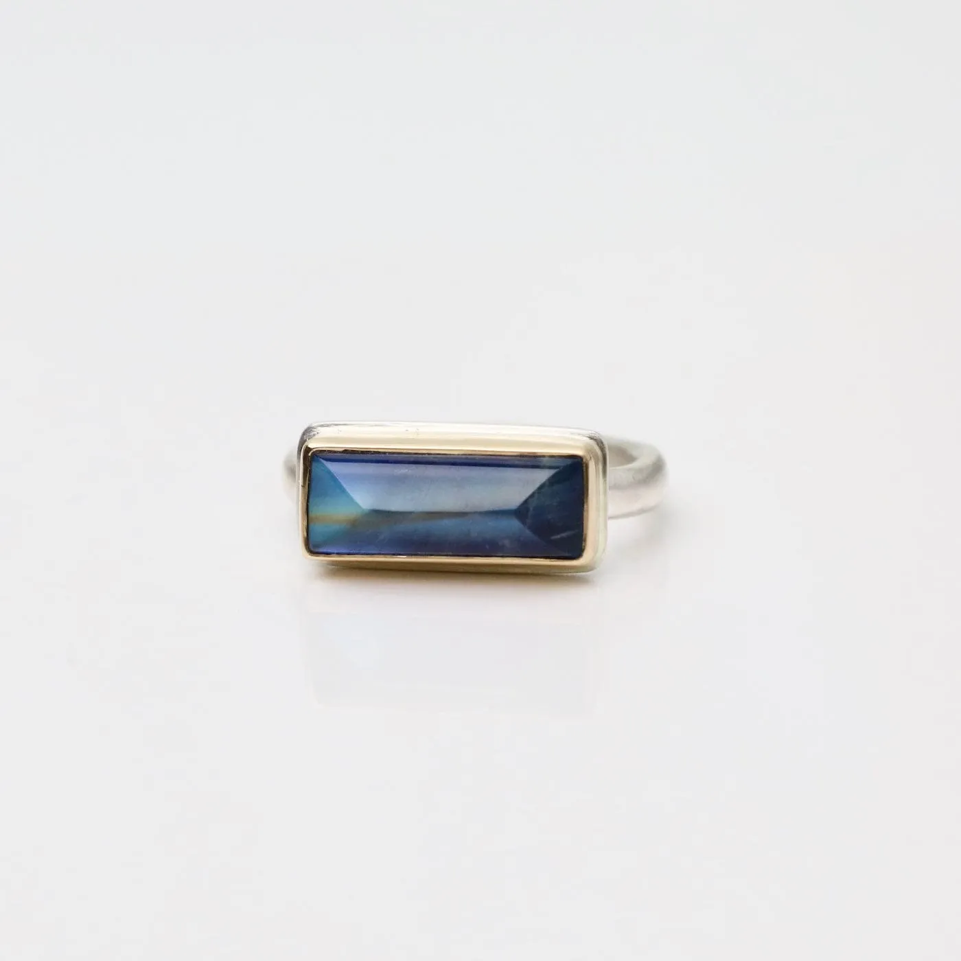 Jamie Joseph Extra Small Rectangular Inverted Blue Rainbow Moonstone Ring