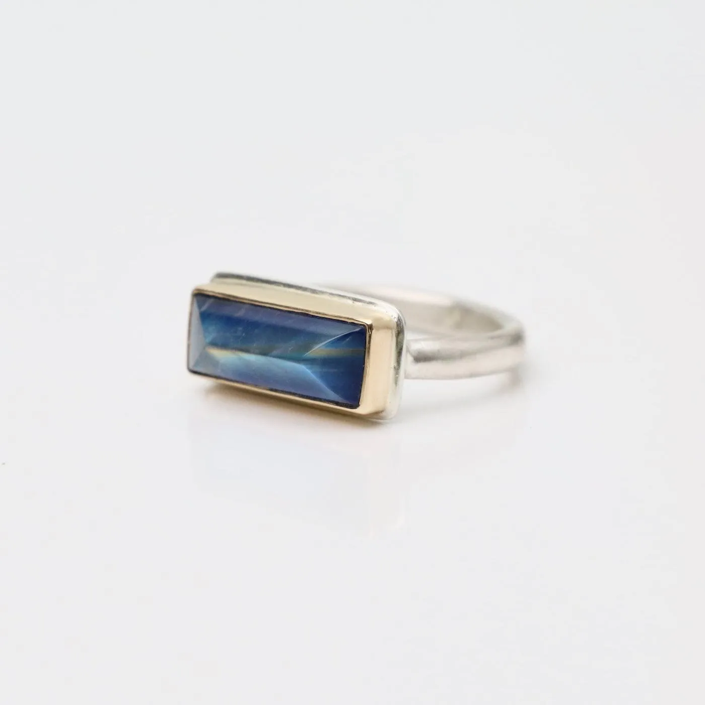 Jamie Joseph Extra Small Rectangular Inverted Blue Rainbow Moonstone Ring