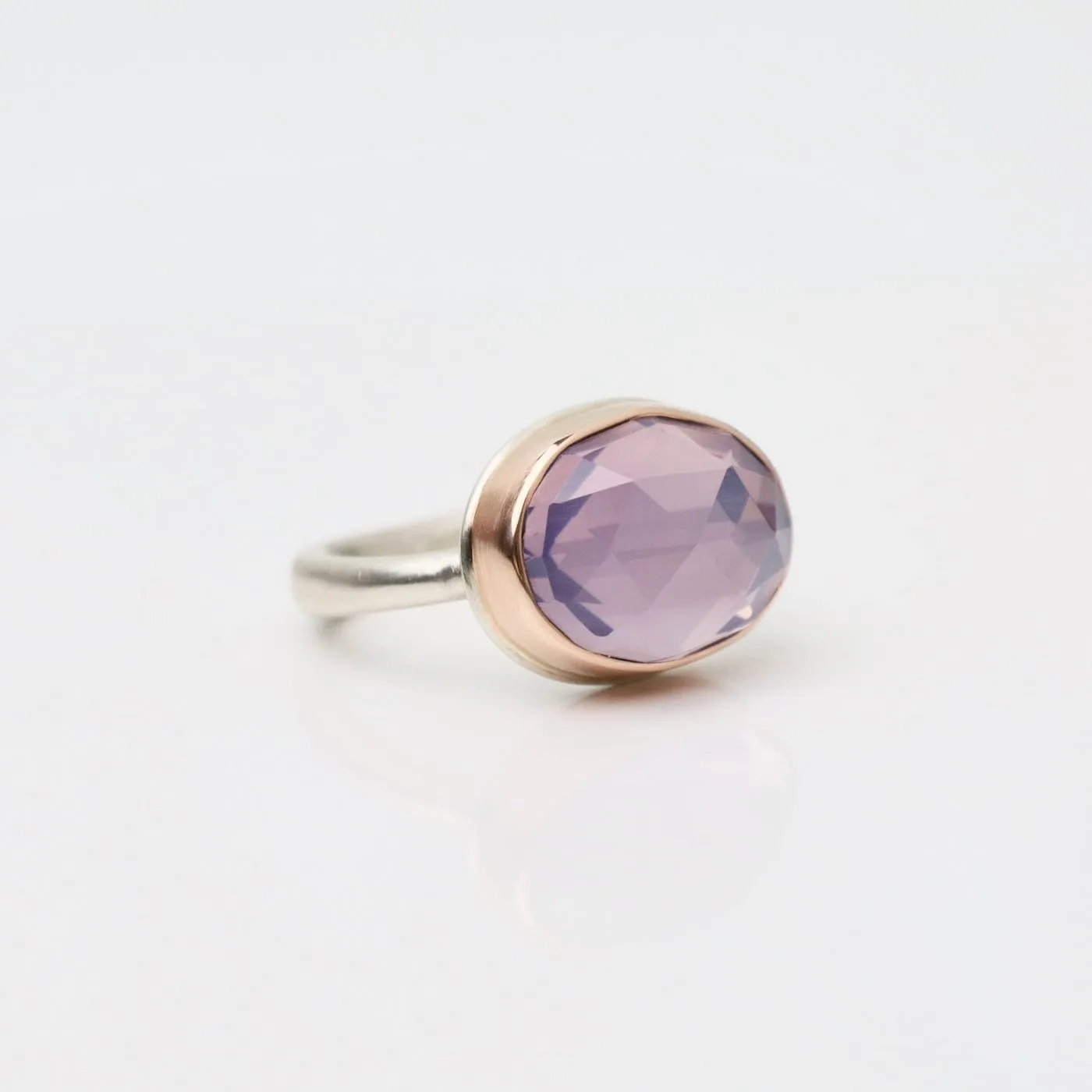 Jamie Joseph Small Oval Rose Cut Lavender Amethyst Ring