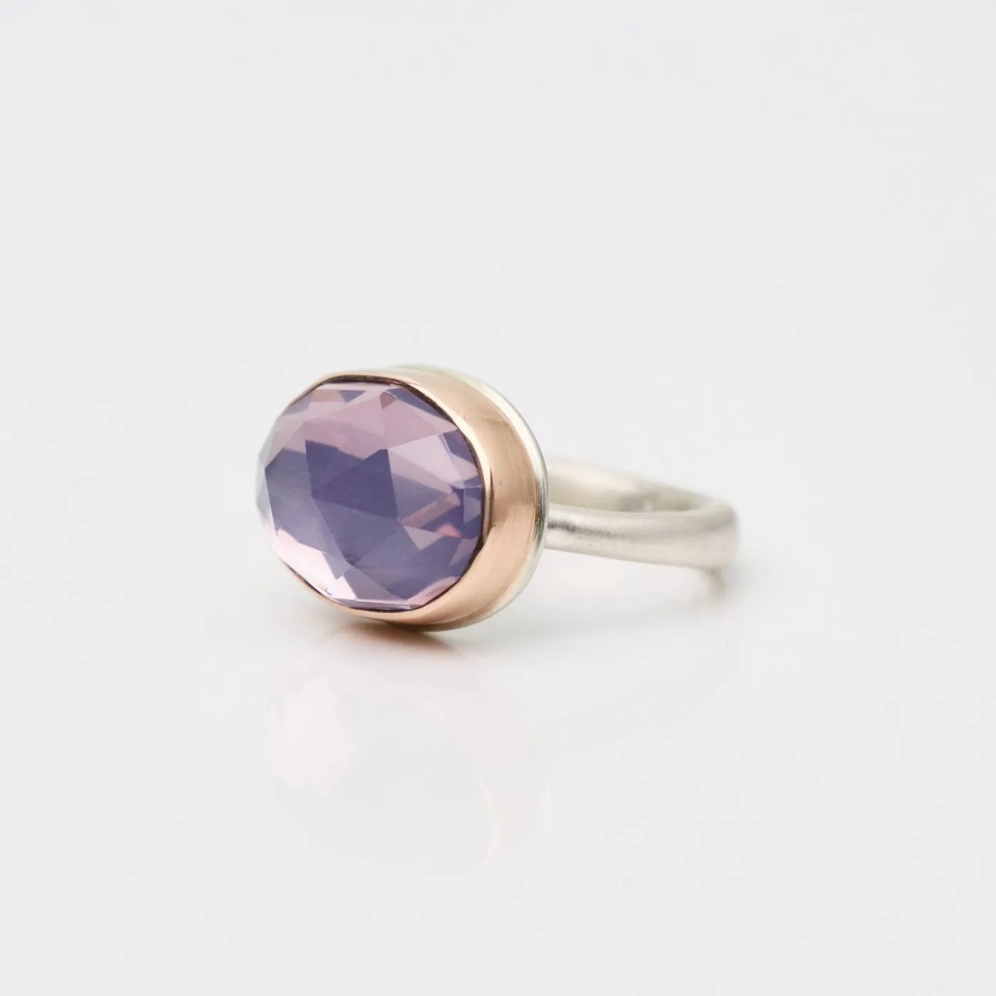 Jamie Joseph Small Oval Rose Cut Lavender Amethyst Ring