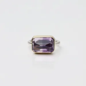 Jamie Joseph Small Rectangular Inverted Bi-Color Amethyst Ring