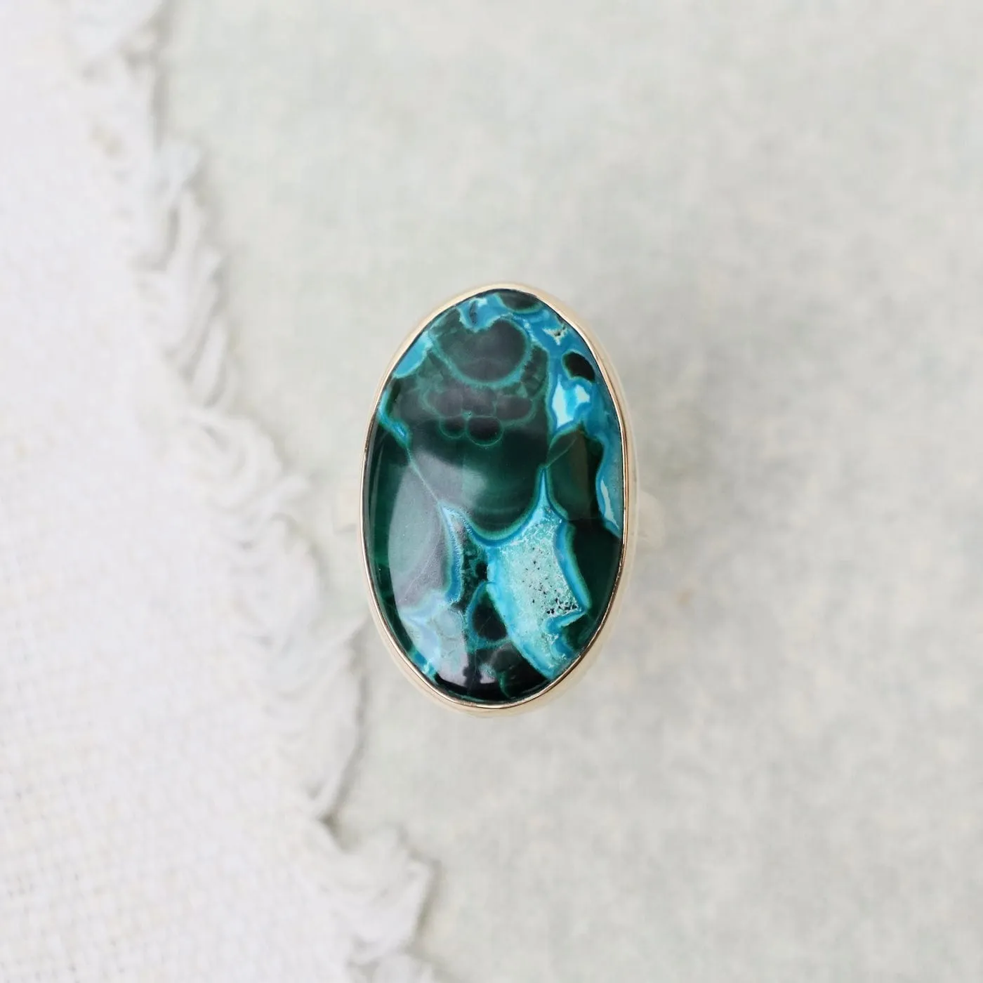 Jamie Joseph Vertical Oval Malachite Chrysocolla Ring