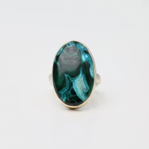 Jamie Joseph Vertical Oval Malachite Chrysocolla Ring