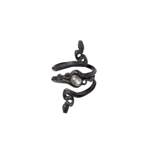 Keith Jack Sterling Silver Raw Diamond Snake Ring with Black Rhodium 0.1ctw