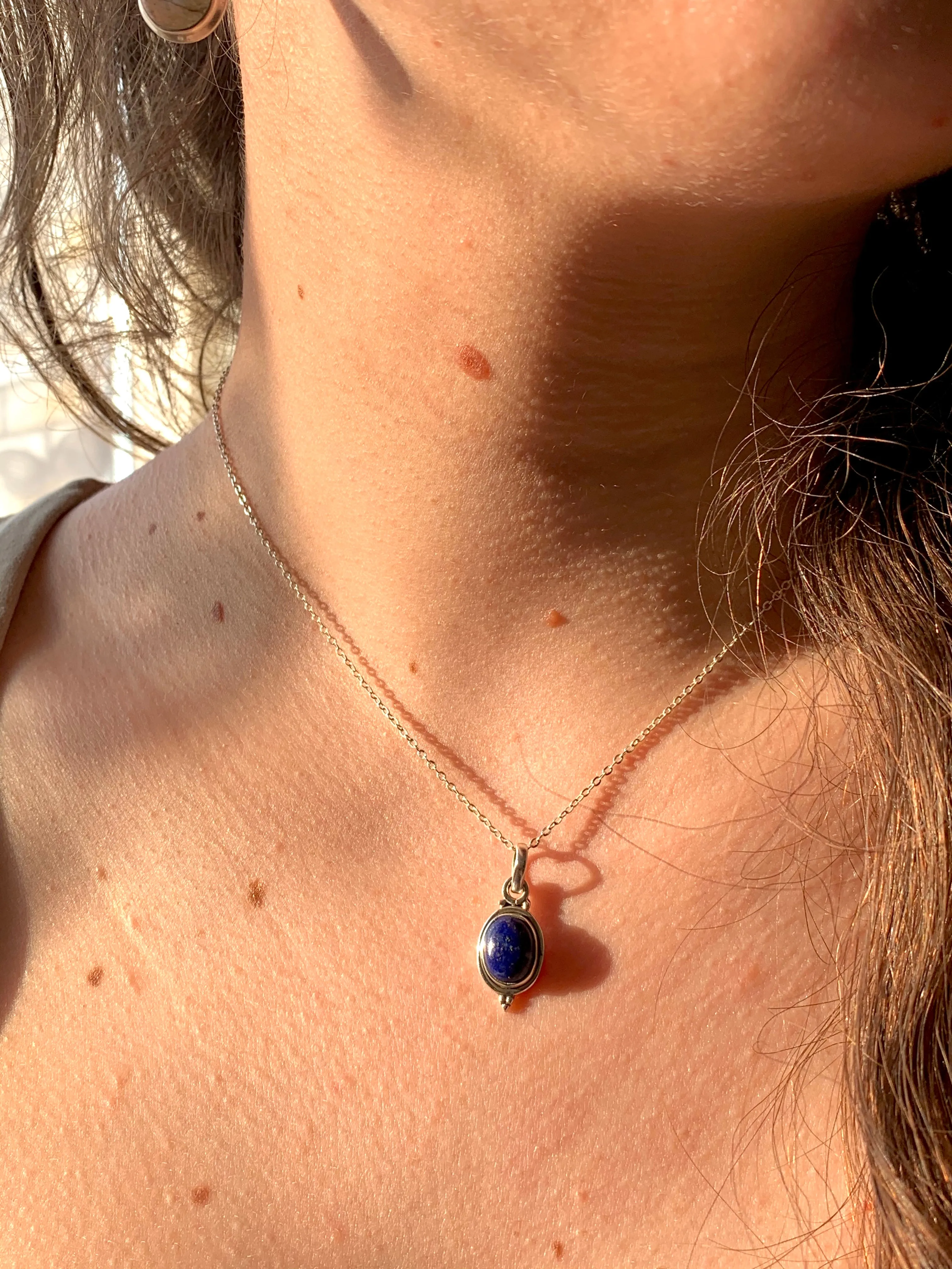 Lapis Lazuli Pendant - Small Oval