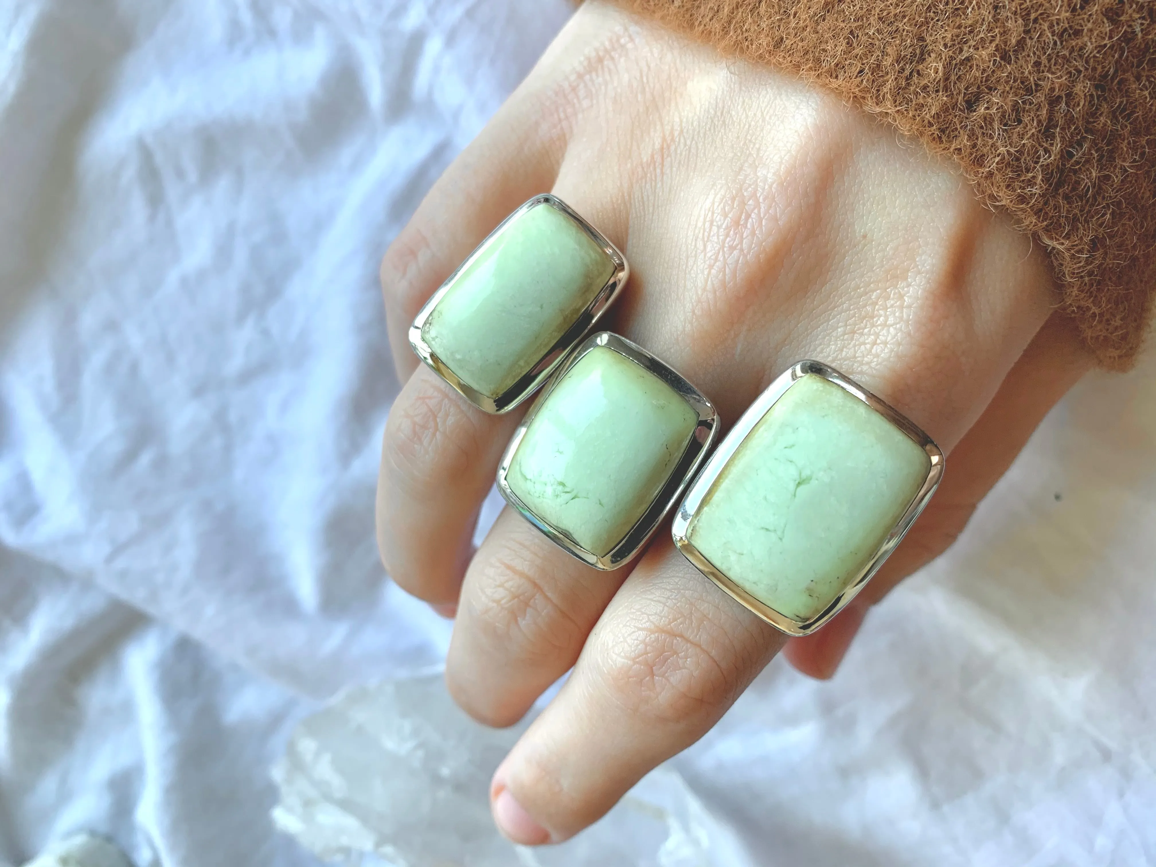 Lemon Chrysoprase Naevia Ring - Square (US 7 & 8)