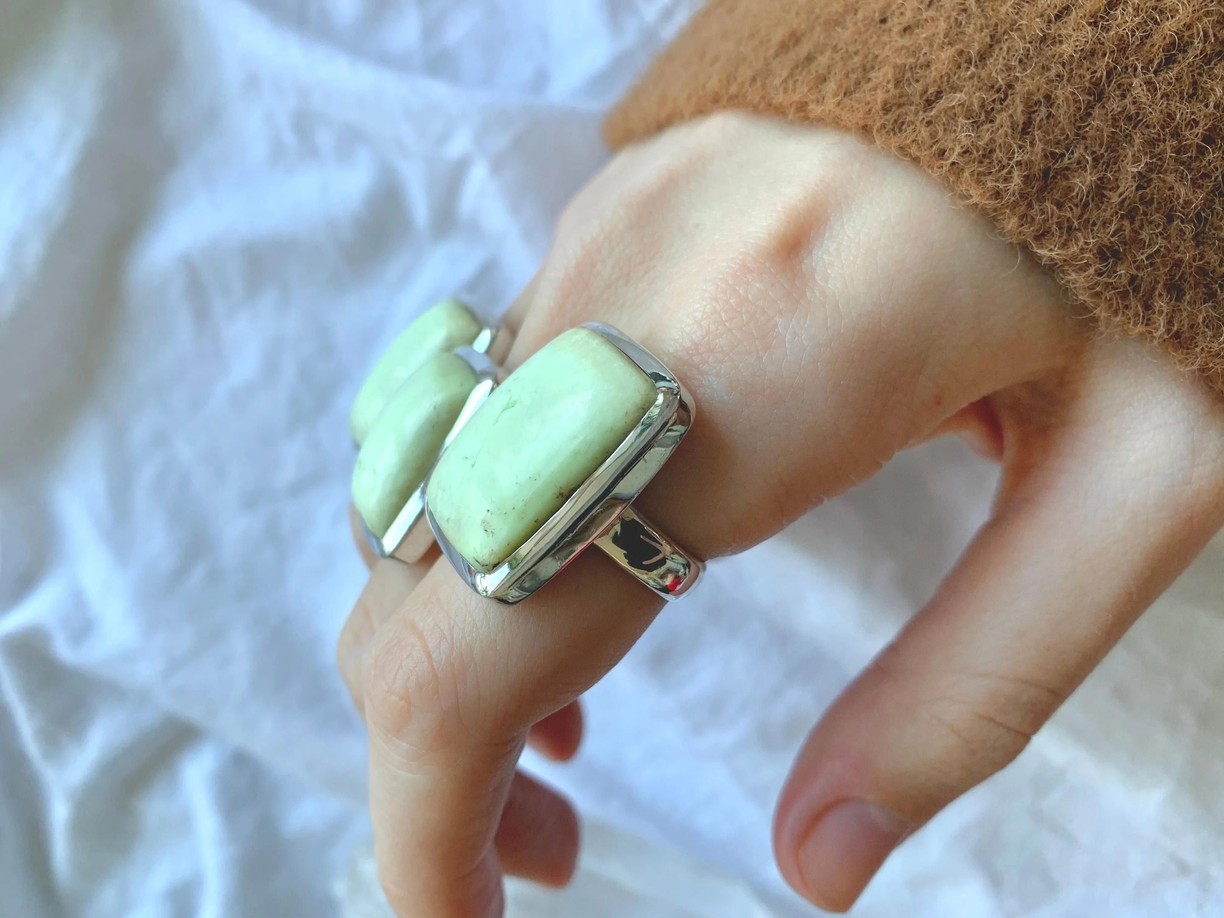 Lemon Chrysoprase Naevia Ring - Square (US 7 & 8)