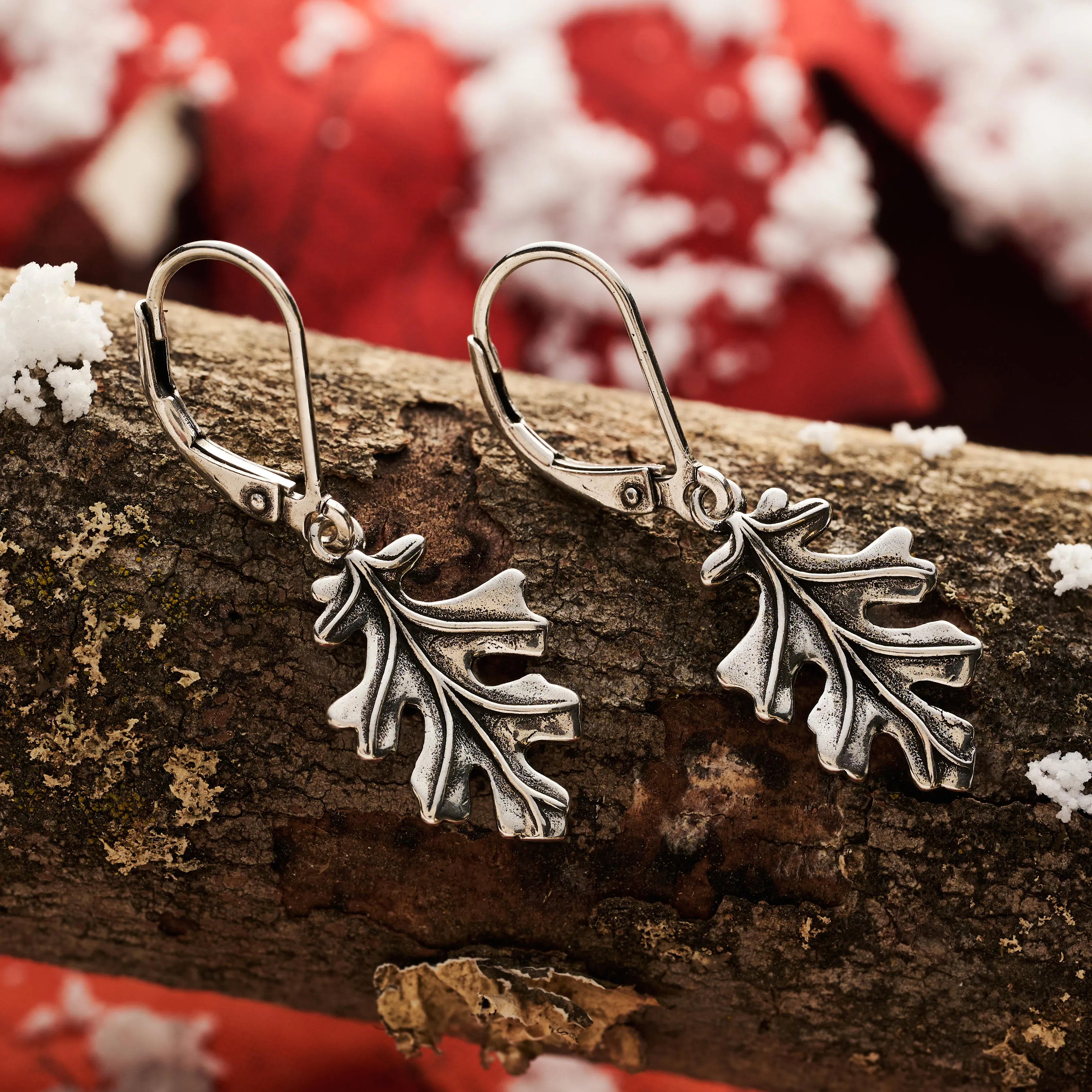 Leverback Vintage Oak Leaf Earrings