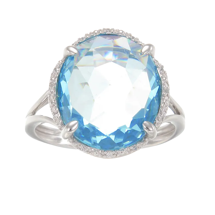 Luscious Cocktail Ring with Blue CZ