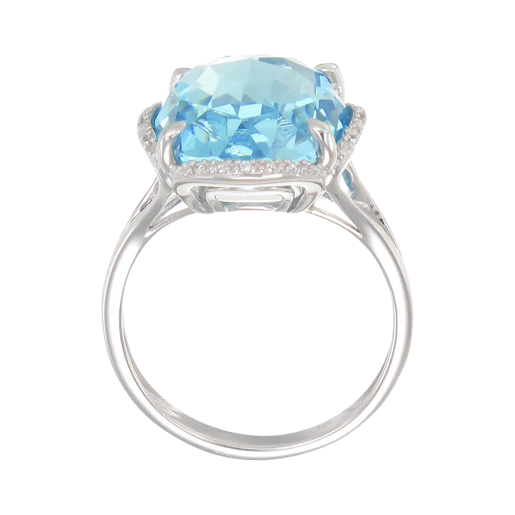 Luscious Cocktail Ring with Blue CZ