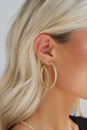 Maggie Gold Textured Double Hoop Earrings