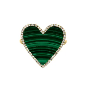 MALACHITE & DIAMOND HEART RING