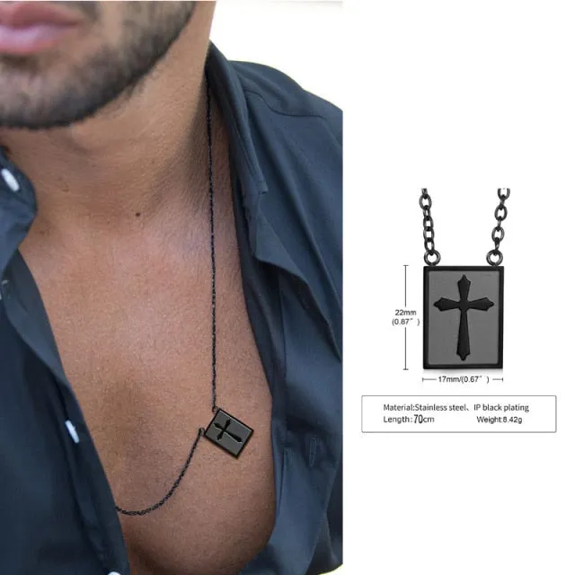 Men’s Cross & Star of David Mini Tag, Iconic Love, Stainless Steel Chain