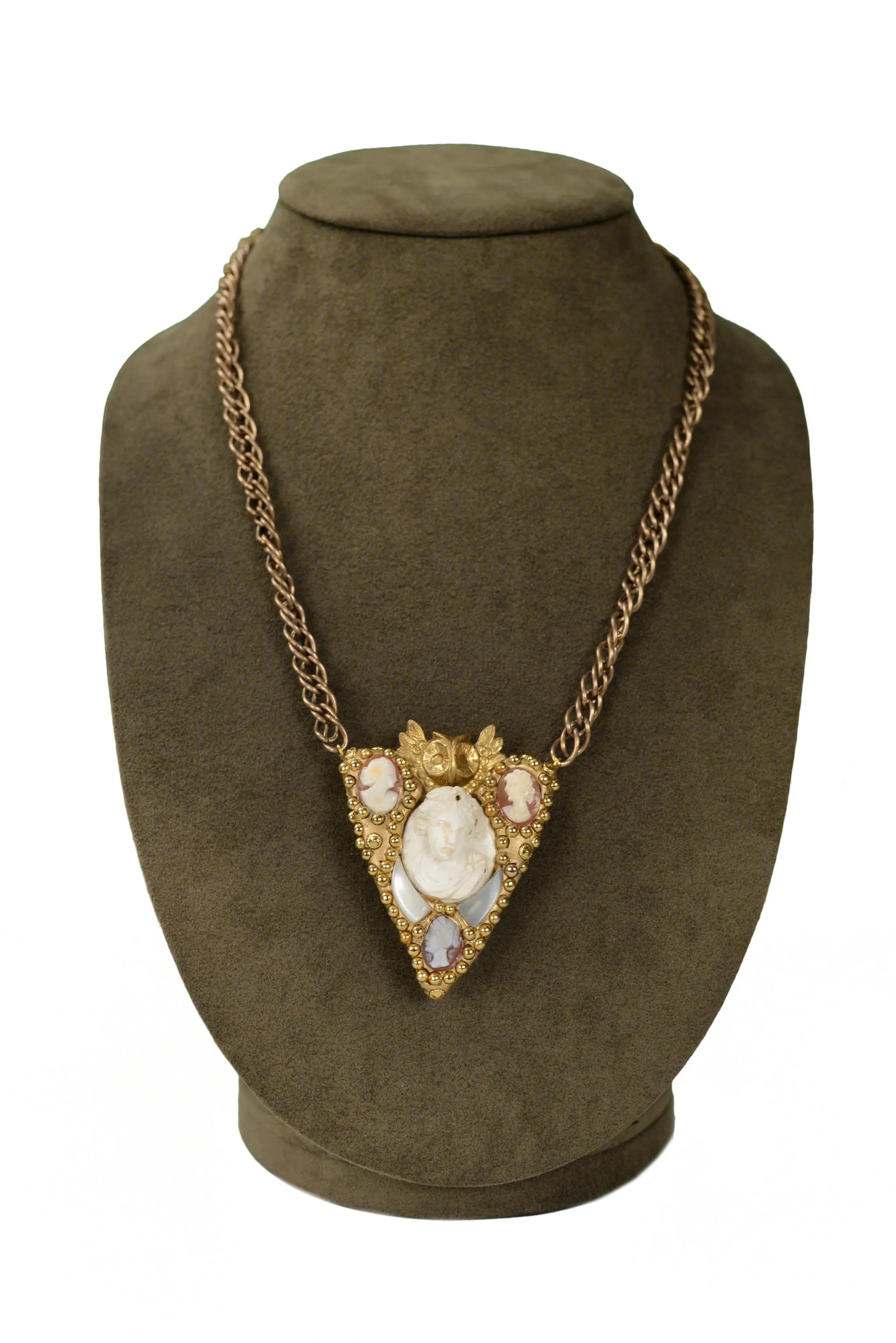 MINADEO LAVA BLUE CAMEO SHIELD NECKLACE