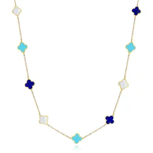 Mini Blue Mixed Clover Necklace