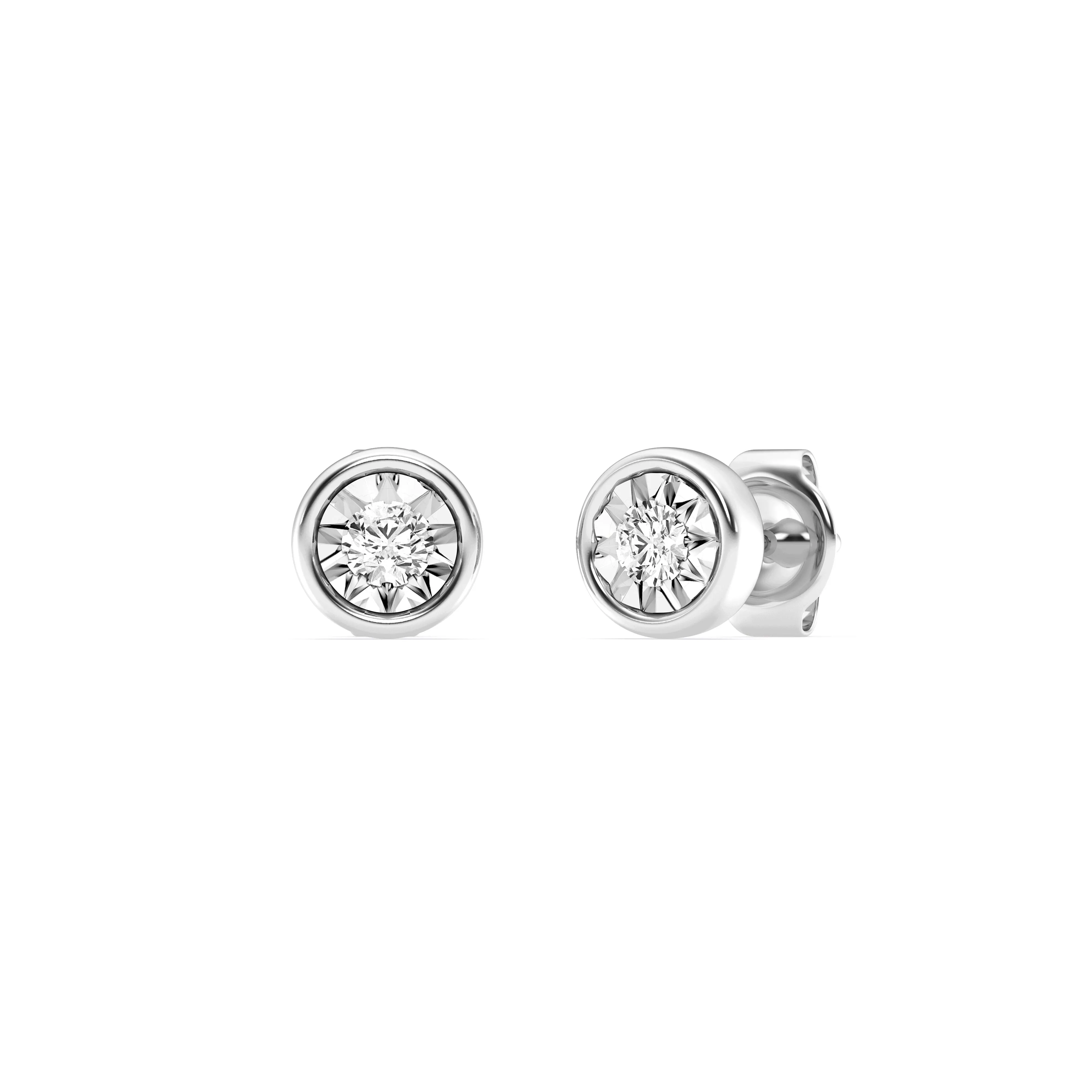 Mirage Stud Earrings with 0.30ct of Laboratory Grown Diamonds in Sterling Silver and Platinum