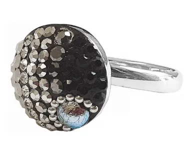 Mosaic Crystal Cocktail Ring, Circle, Small