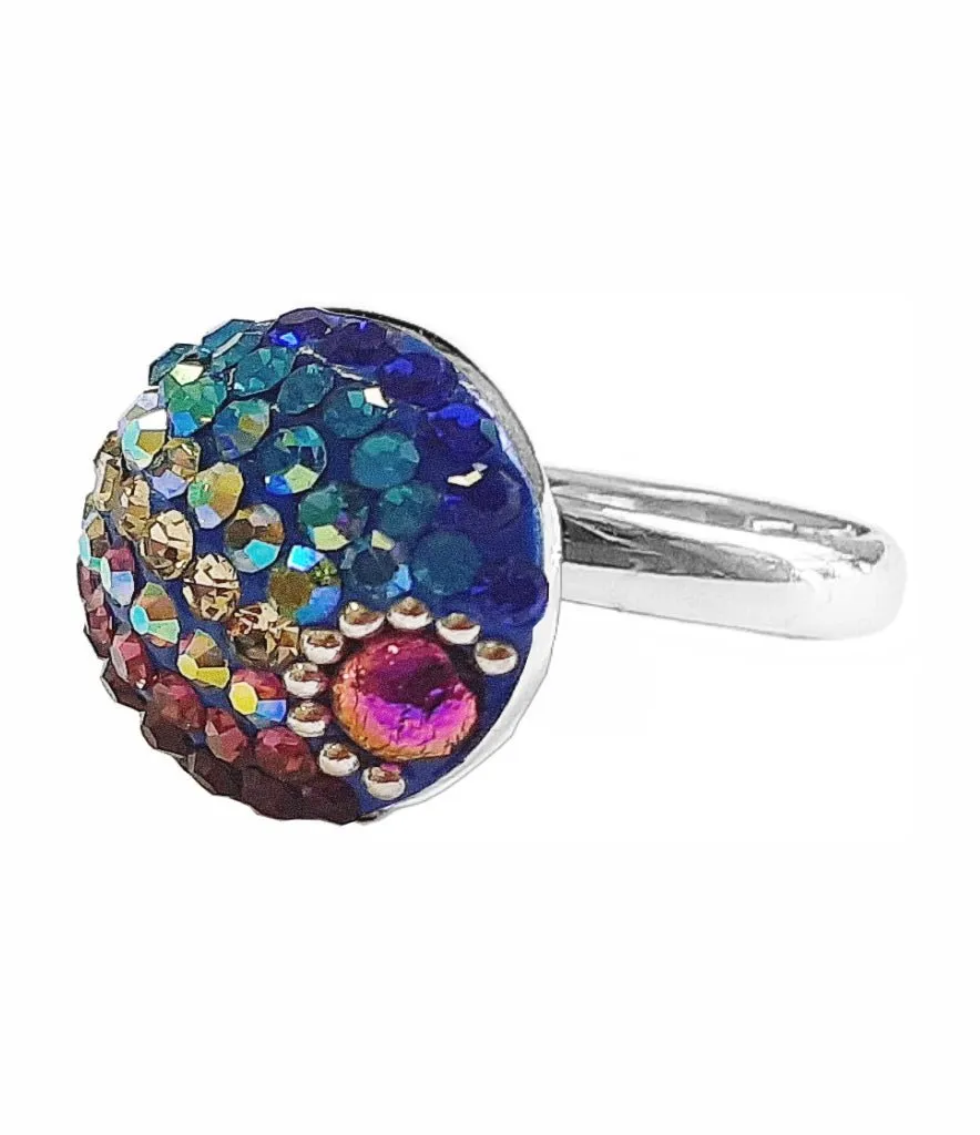 Mosaic Crystal Cocktail Ring, Circle, Small