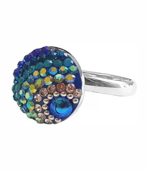 Mosaic Crystal Cocktail Ring, Circle, Small