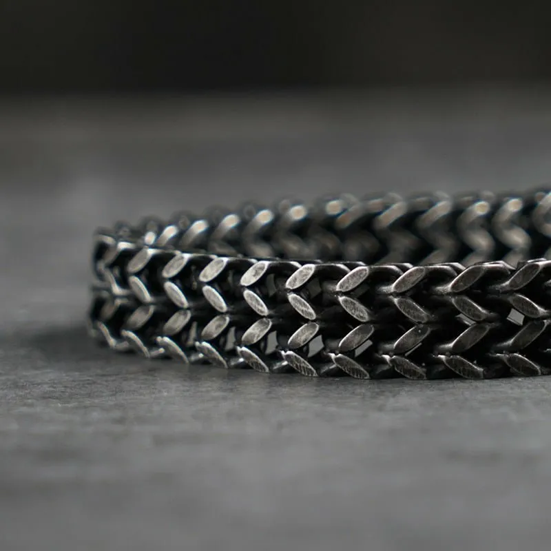 Nordic Wolf Bracelet in Rustic Stainless Steel