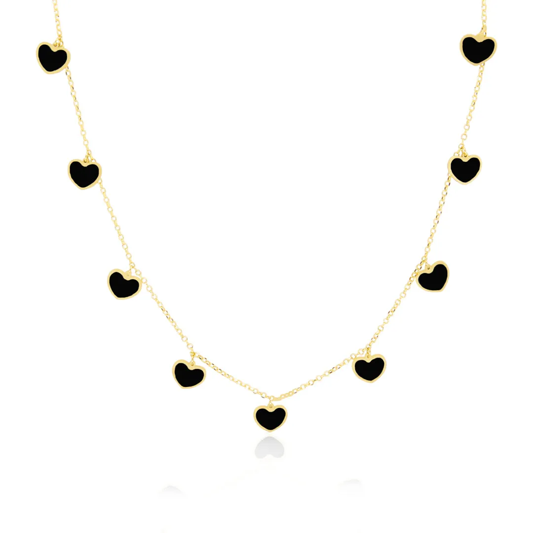 Onyx Heart Dangle Necklace