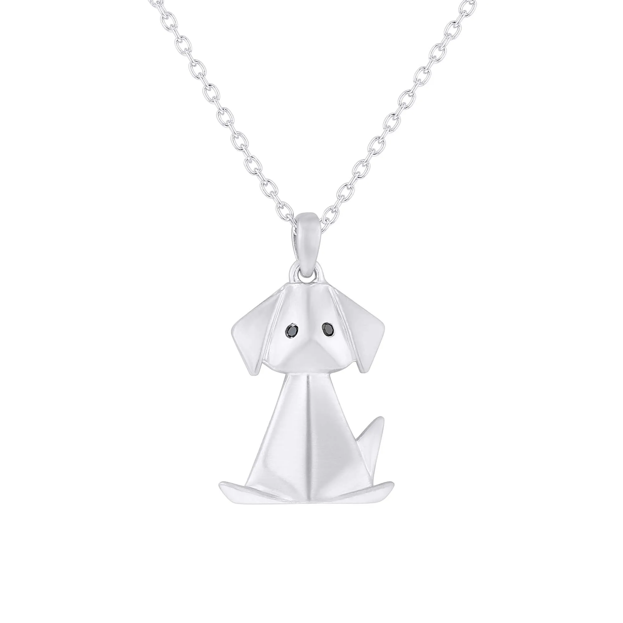 Origami Dog Diamond Necklace