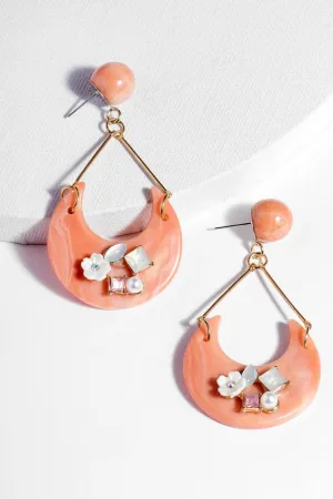 Peach Drop Crystal Earrings